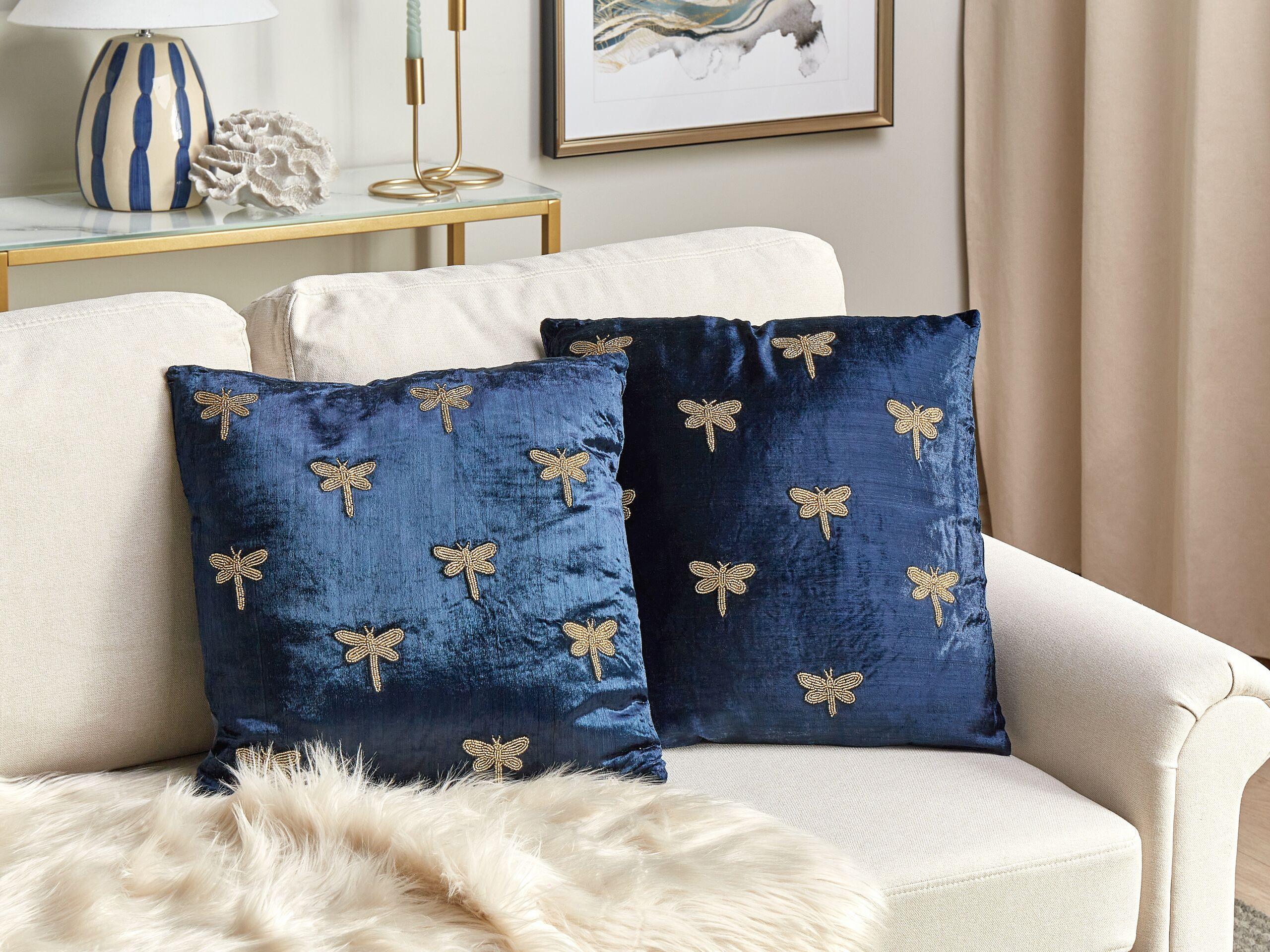 Beliani Coussin en Velours Moderne BLUESTEM  