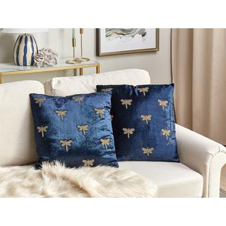 Beliani Cuscino decorativo en Velluto Moderno BLUESTEM  