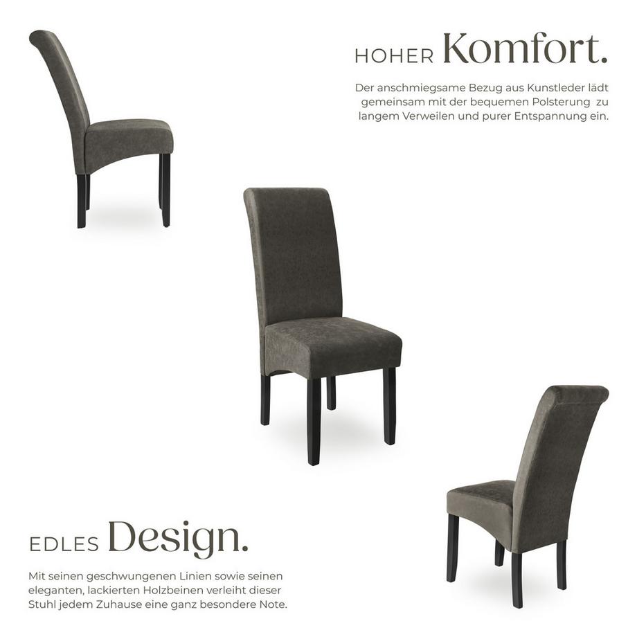 Tectake Chaise de salle à manger  avec revêtement en cuir synthétique  