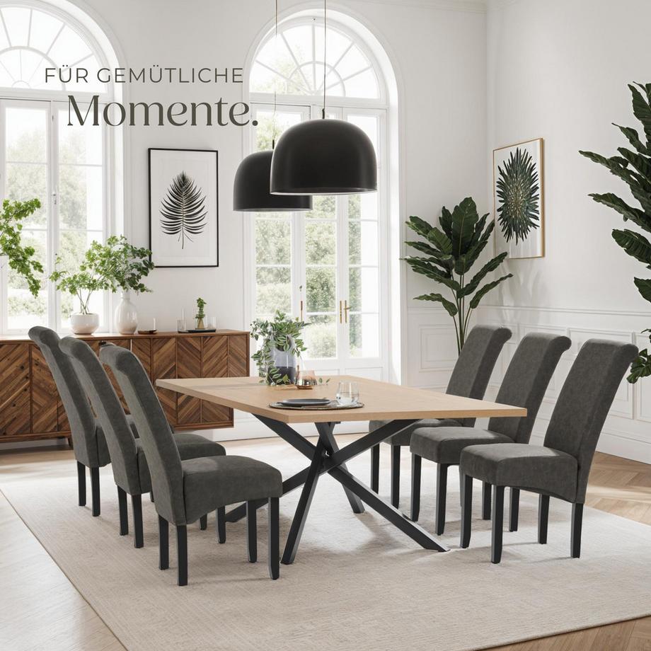 Tectake Chaise de salle à manger  avec revêtement en cuir synthétique  