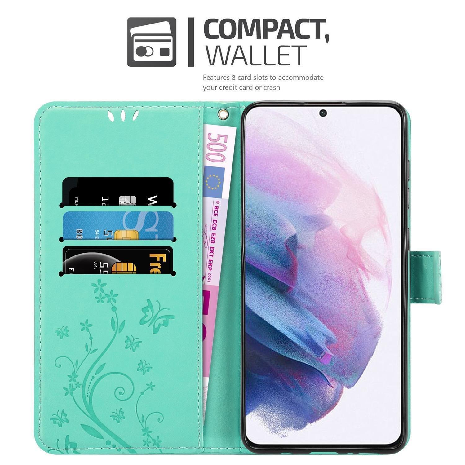 Cadorabo  Housse compatible avec Samsung Galaxy S21 5G - Coque de protection au design floral avec fermeture magnétique, fonction de support et emplacements pour cartes 