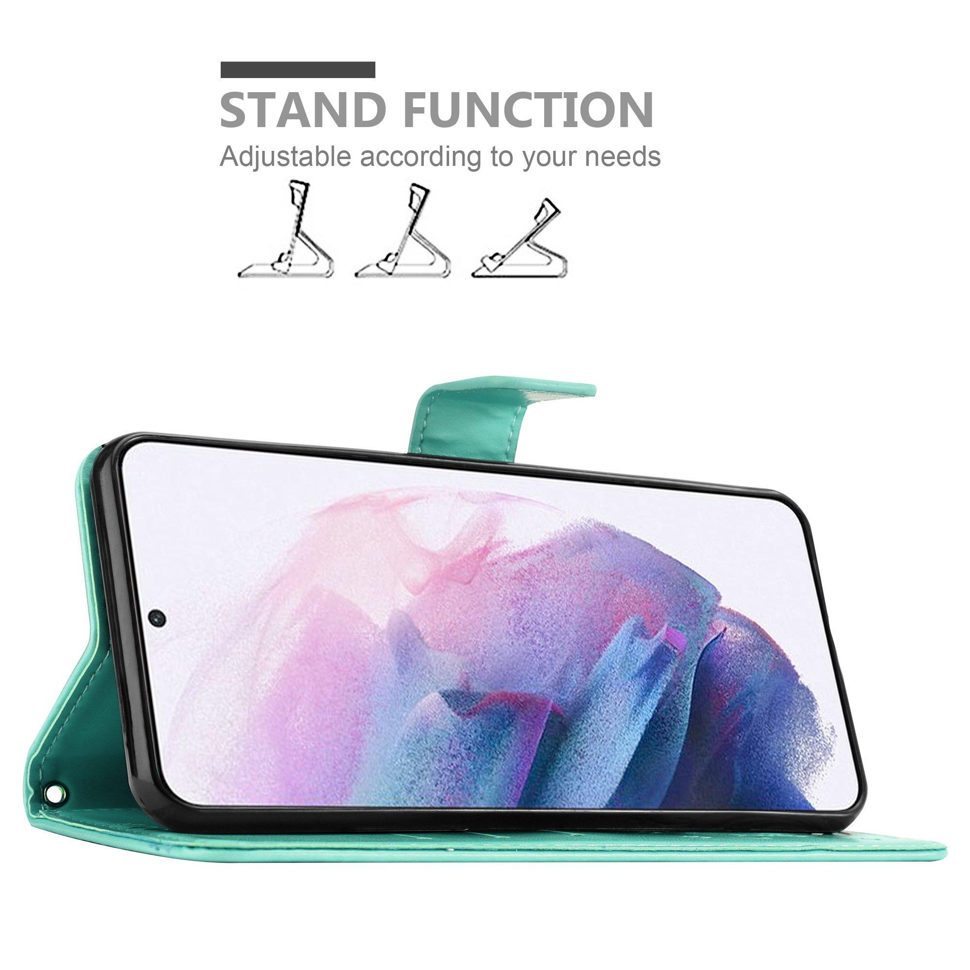 Cadorabo  Housse compatible avec Samsung Galaxy S21 5G - Coque de protection au design floral avec fermeture magnétique, fonction de support et emplacements pour cartes 