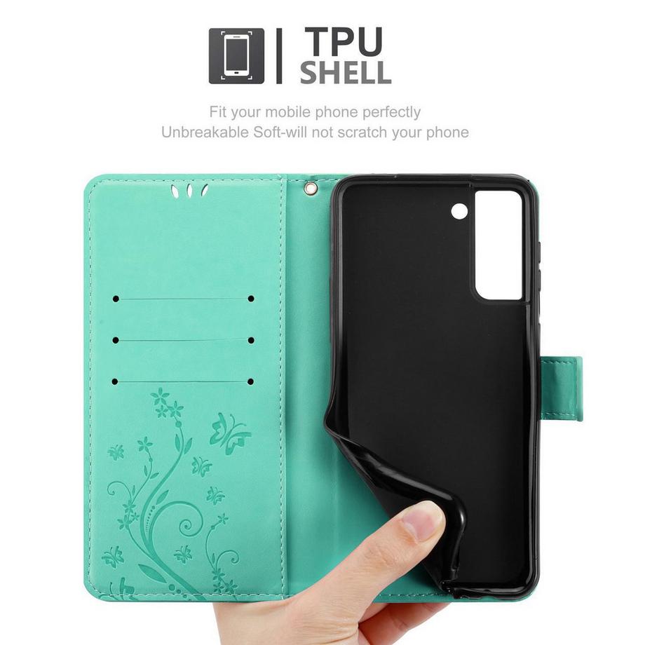 Cadorabo  Hülle für Samsung Galaxy S21 5G Blumen Design Magnetverschluss 