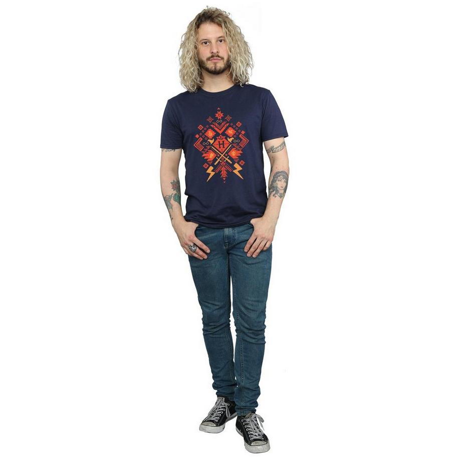 HARRY-POTTER Aztec Print T-Shirt Manches Courtes  
