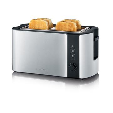 AT 2590 Doppel-Langschlitztoaster mit Brötchenaufsatz Edelstahl, Schwarz