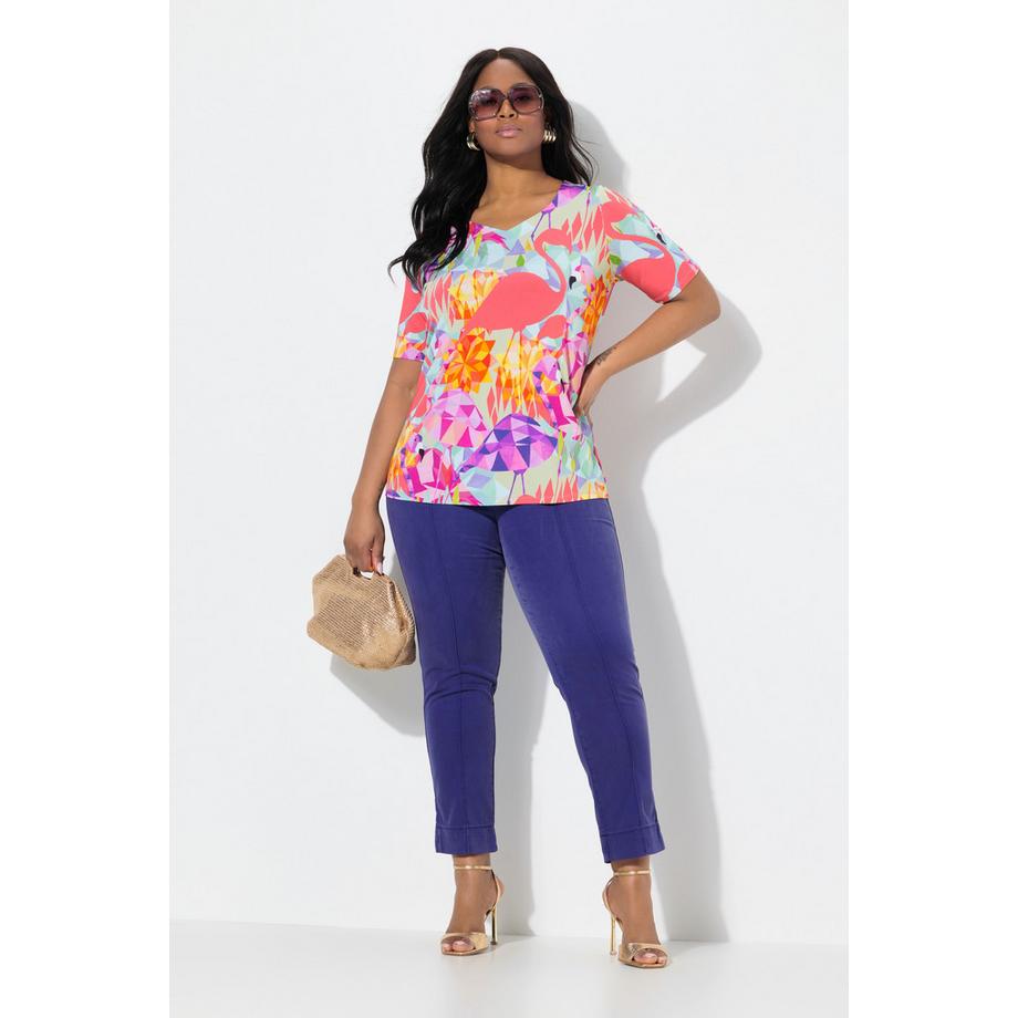 Ulla Popken Biesen Schmales Bein Elastikbund Schlitze Hose  