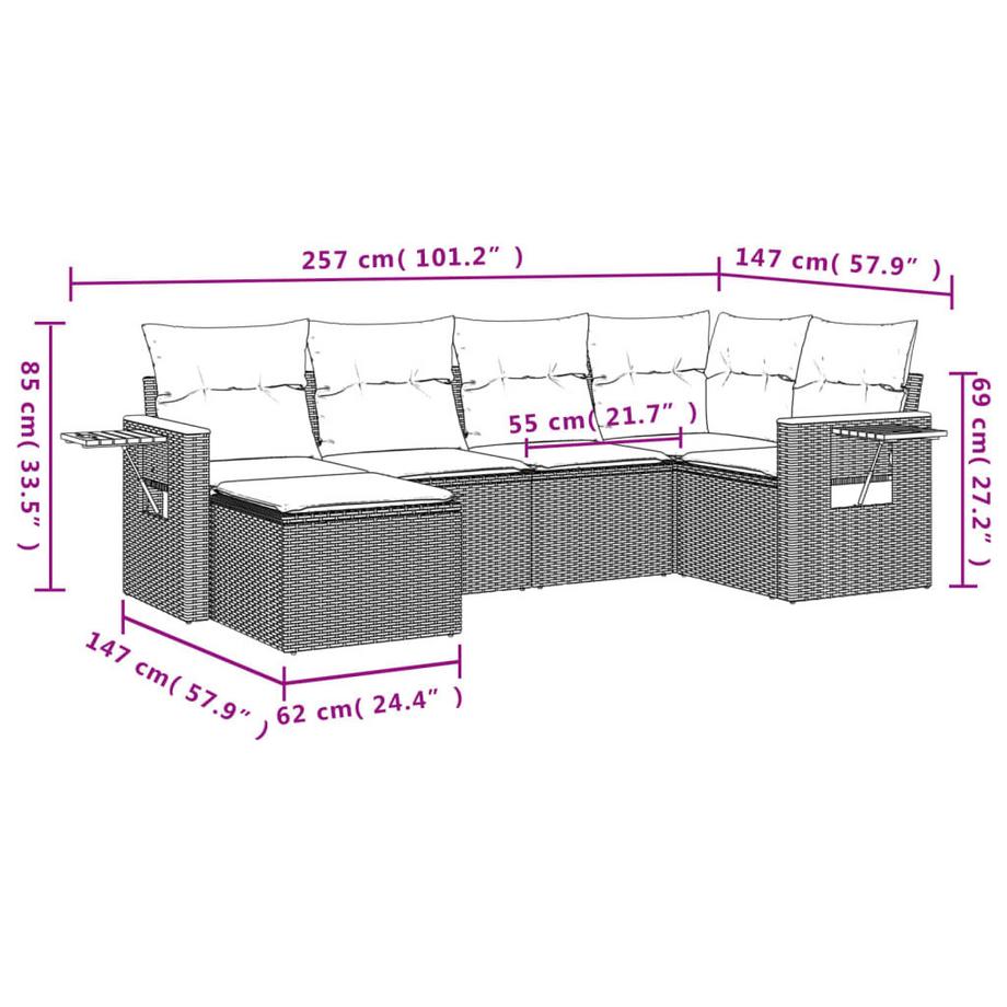VidaXL set divano da giardino Polirattan  
