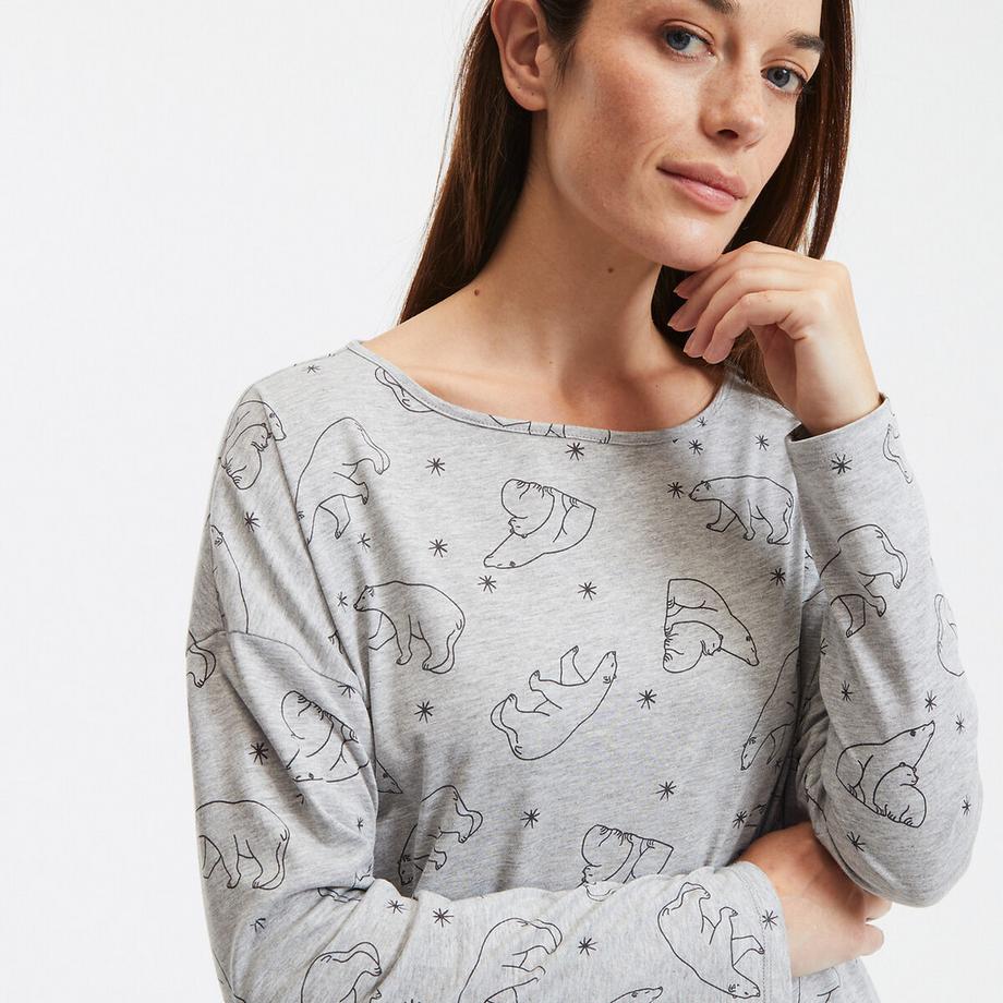 SO'HOME Pyjama Manches Longues Imprimé Ours  