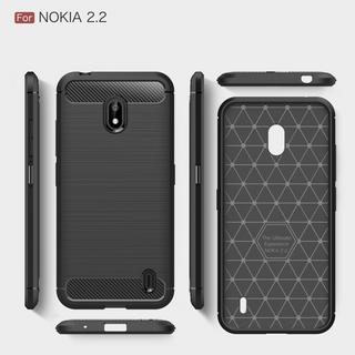 Cover-Discount  Nokia 2.2 - Custodia In Gomma Siliconica In Metallo Effetto Carbonio 