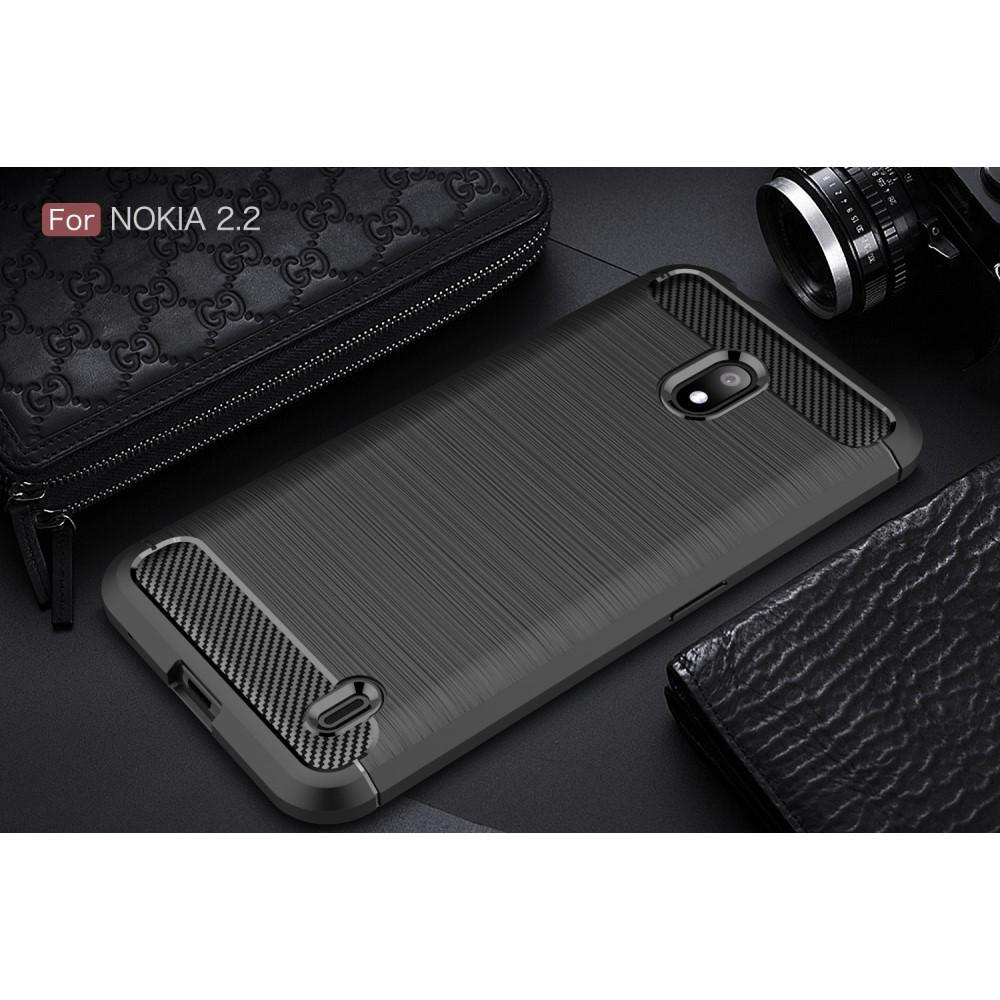 Cover-Discount  Nokia 2.2 - Etui En Caoutchouc Silicone Mã©Tal Look Carbone 