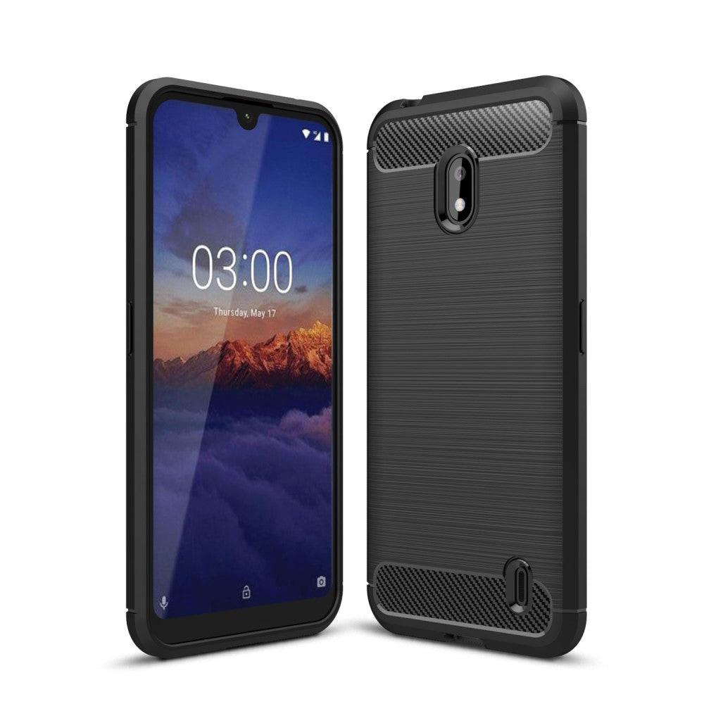 Cover-Discount  Nokia 2.2 - Custodia In Gomma Siliconica In Metallo Effetto Carbonio 