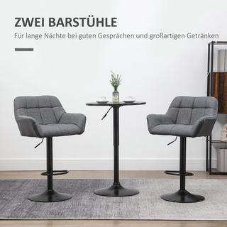 Northio Barhocker küche 2er-Set Höhenverstellbar 360° drehbar mit Lehne und Fußstütze, Leinenoptik, bis 120 kg, 57,5 x 52,5 x 93-114 cm, Grau  