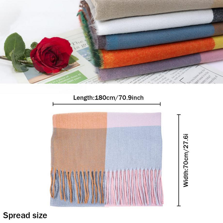 Only-bags.store Plaid Poncho Weicher Hochwertiger Winter Strickschal mit Quasten  