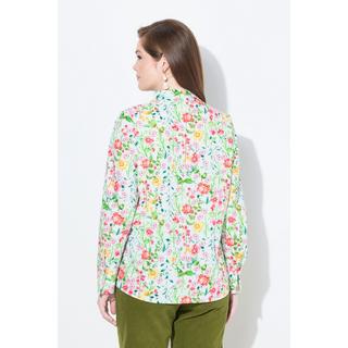 Ulla Popken Chemisier Fleurs Col Calice Encolure V Manches Longues  