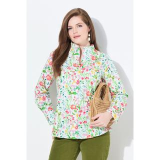 Ulla Popken Chemisier Fleurs Col Calice Encolure V Manches Longues  