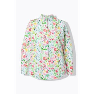 Ulla Popken Chemisier Fleurs Col Calice Encolure V Manches Longues  