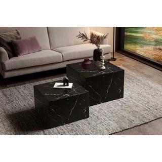 mutoni Tavolino in marmo quadrato nero (set di 2)  