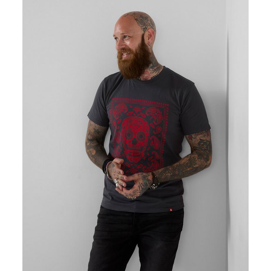 T-Shirt mit Totenkopf-Schal-Motiv