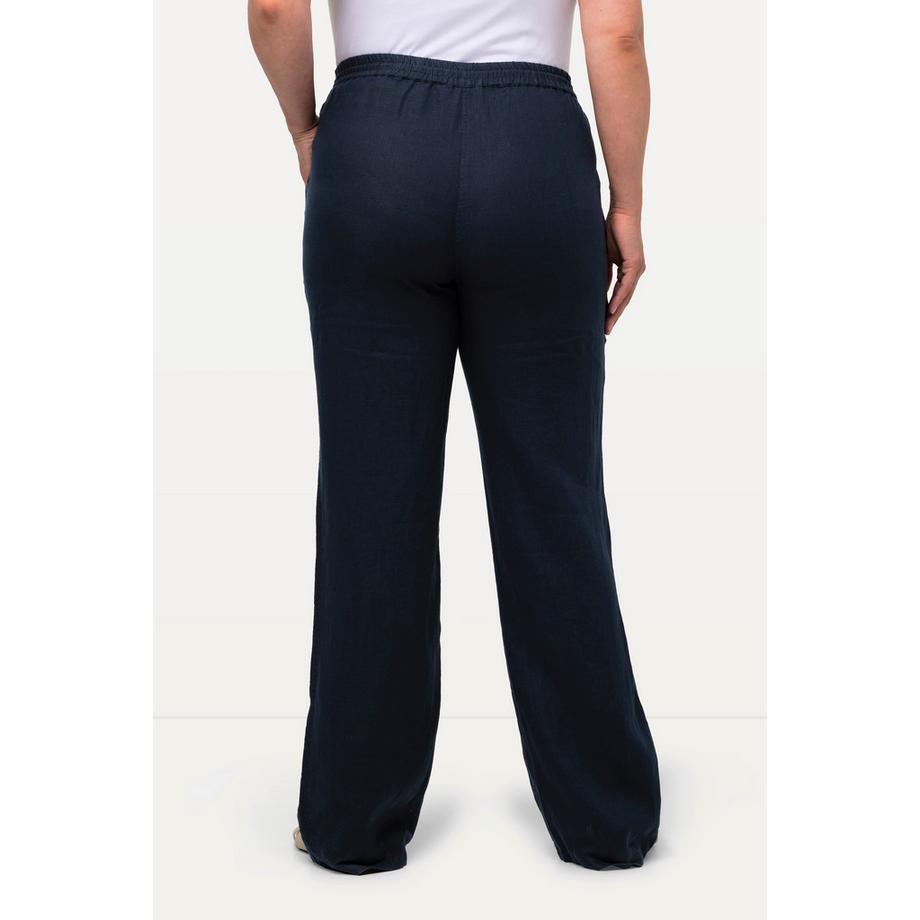 Ulla Popken Pantalon Lin Mary Taille Élastique Jambe Large Droite  