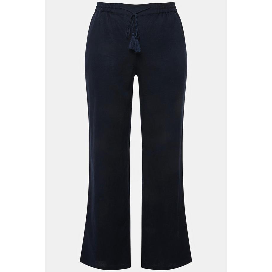 Ulla Popken Pantalon Lin Mary Taille Élastique Jambe Large Droite  