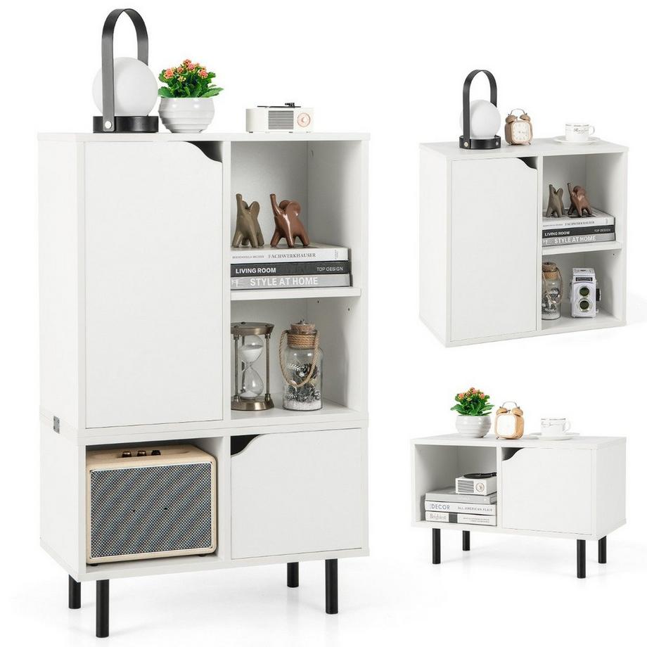 B2X Libreria libreria impilabile con 2 ante e 5 scomparti separabili con ripiano regolabile  