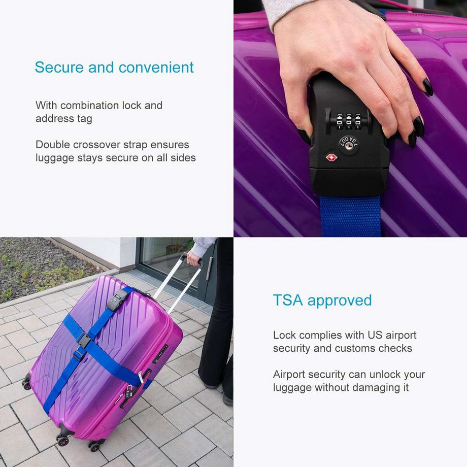 Intirilife  Intirilife Sangle de Bagage avec Cadenas à Combinaison et Étiquette de Nom 