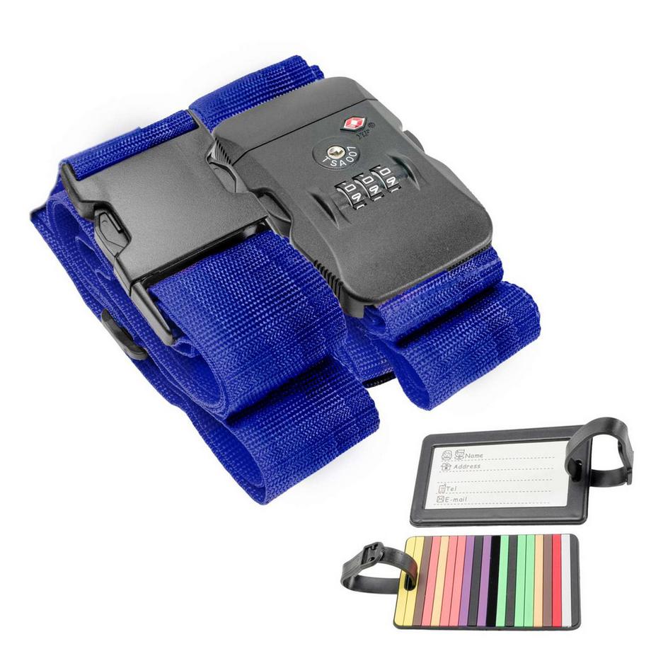 Intirilife  Intirilife Sangle de Bagage avec Cadenas à Combinaison et Étiquette de Nom 