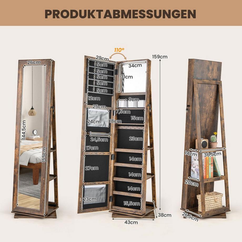Northix 360° drehbarer Schmuckschrank  