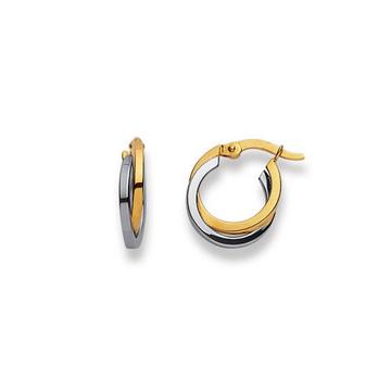 Creolen Bicolor Gelb-/Weissgold 750, 13mm