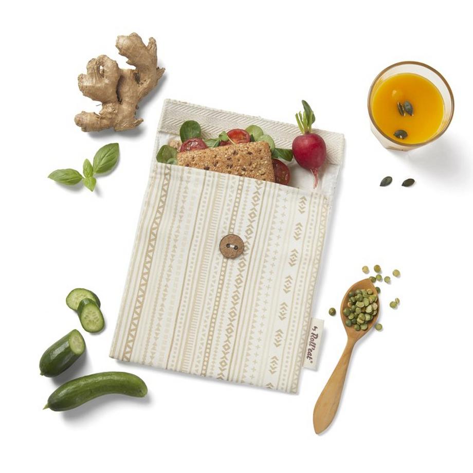 Roll'eat  Roll'eat Snack’n’Go Bio Etnia Sign Lunchpaket Baumwolle Beige, Cremefarben 