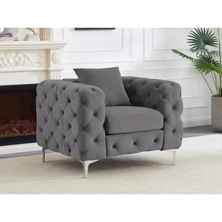 Vente-unique 3-Sitzer-Sofa & Sessel - Anthrazit - Samt - EDWINA  