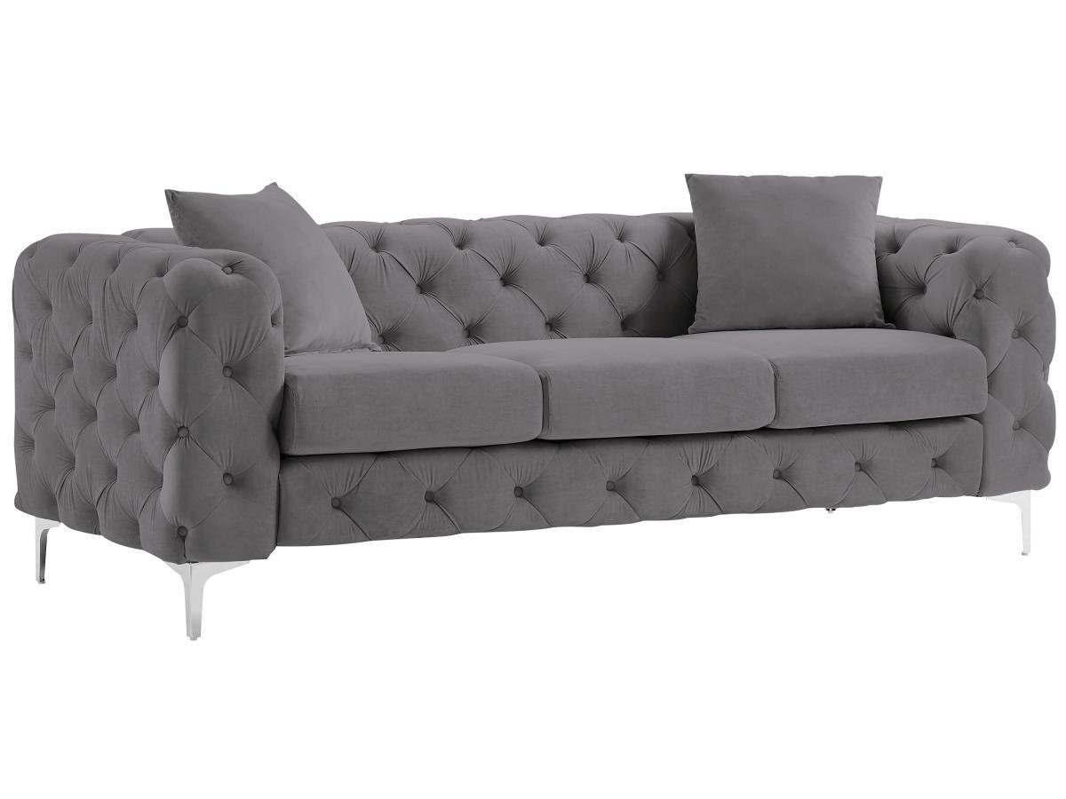 Vente-unique 3-Sitzer-Sofa & Sessel - Anthrazit - Samt - EDWINA  