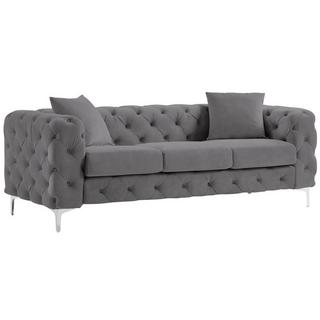 Vente-unique 3-Sitzer-Sofa & Sessel - Anthrazit - Samt - EDWINA  