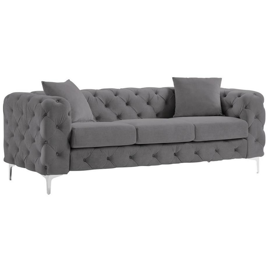 Vente-unique Canapé 3 places et fauteuil en velours anthracite EDWINA  