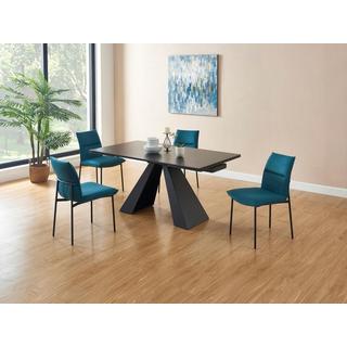 Vente-unique Stuhl 2er-Set - Stoff &es Metall - Blau - ETIVAL  