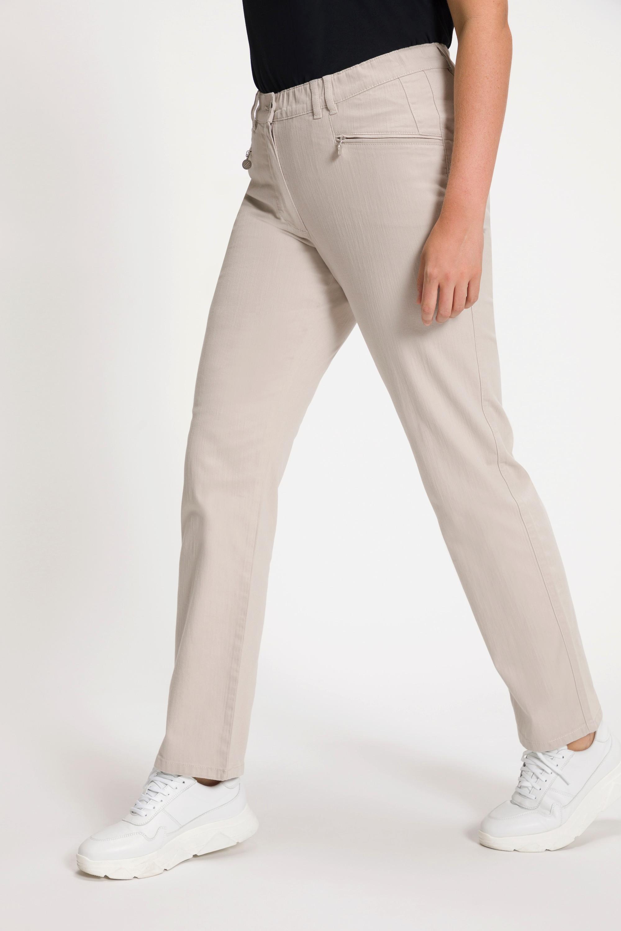 Ulla Popken  Pantaloni estivi modello Mony in tessuto piacevolmente leggero ed elasticizzato con tasche con zip 