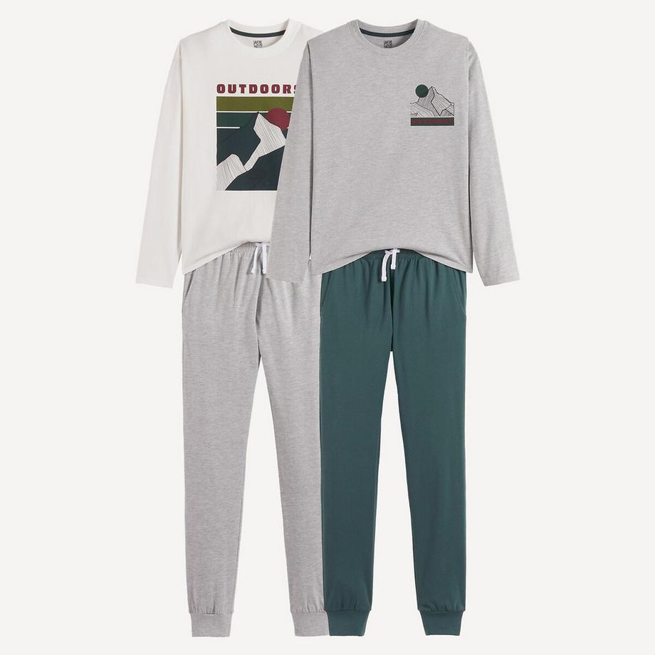 2er-Set Baumwollpyjamas mit Bergmotiv