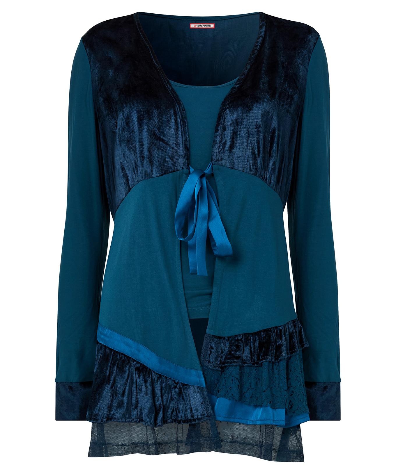 Joe Browns Velours Langarm Top mit Bindeband vorne  