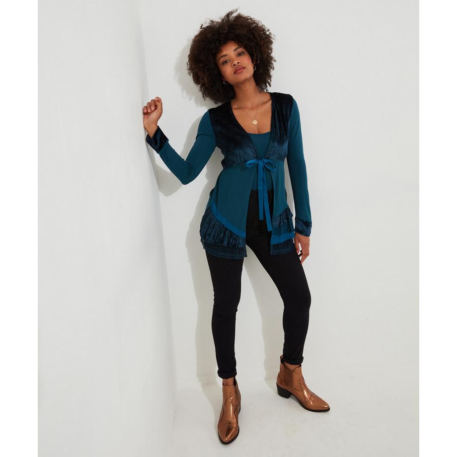 Joe Browns Velours Langarm Top mit Bindeband vorne  