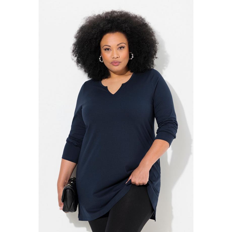 Ulla Popken Longshirt A-Linie Tunika-Ausschnitt Langarm  