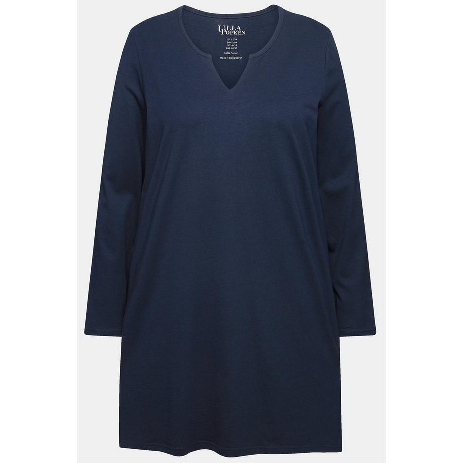 Ulla Popken Longshirt A-Linie Tunika-Ausschnitt Langarm  