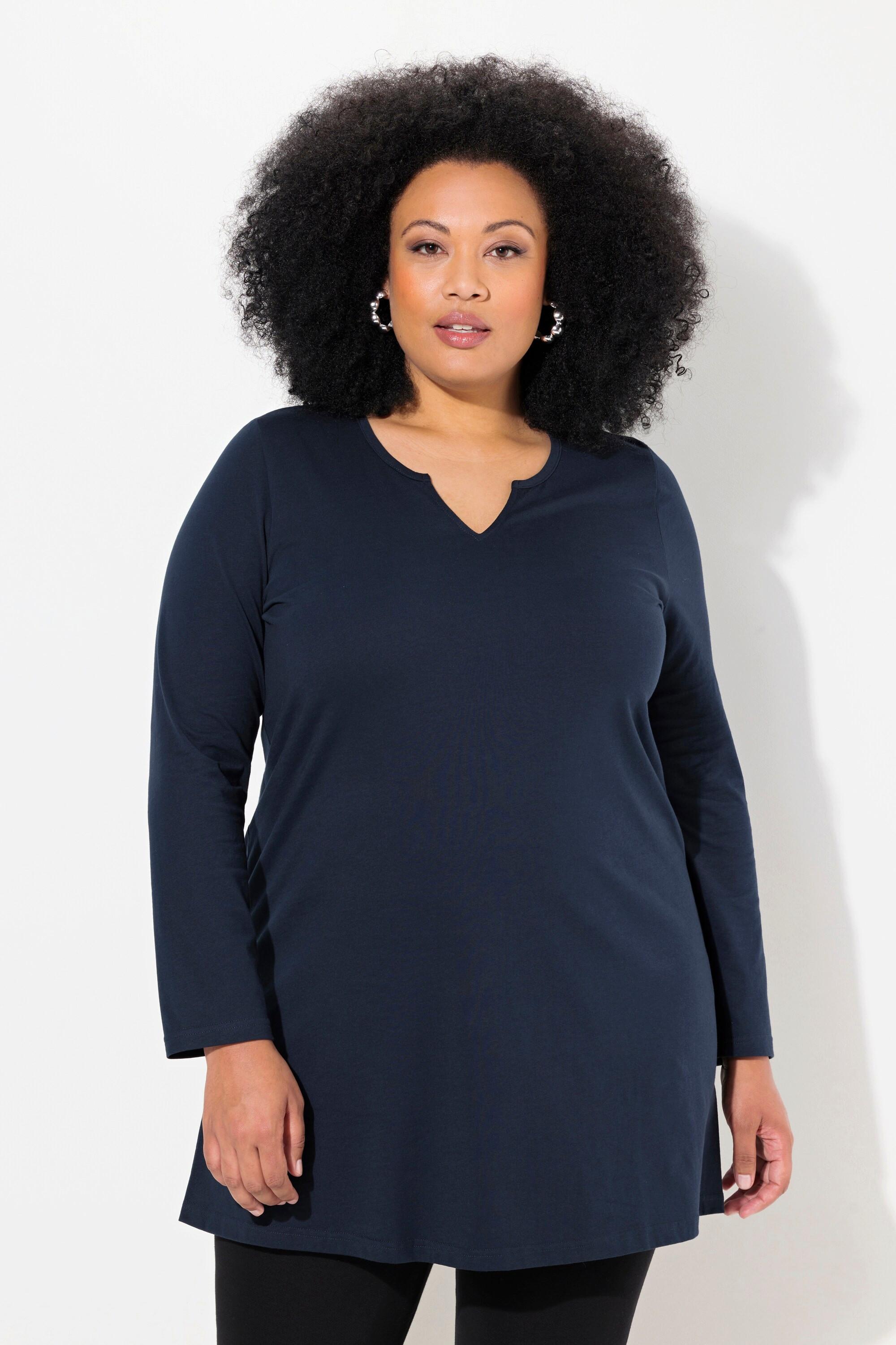 Ulla Popken  Longshirt, A-Linie, Tunika-Ausschnitt, Langarm 