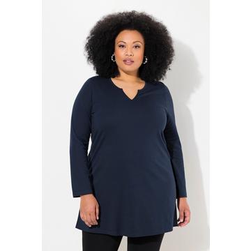 Longshirt, A-Linie, Tunika-Ausschnitt, Langarm