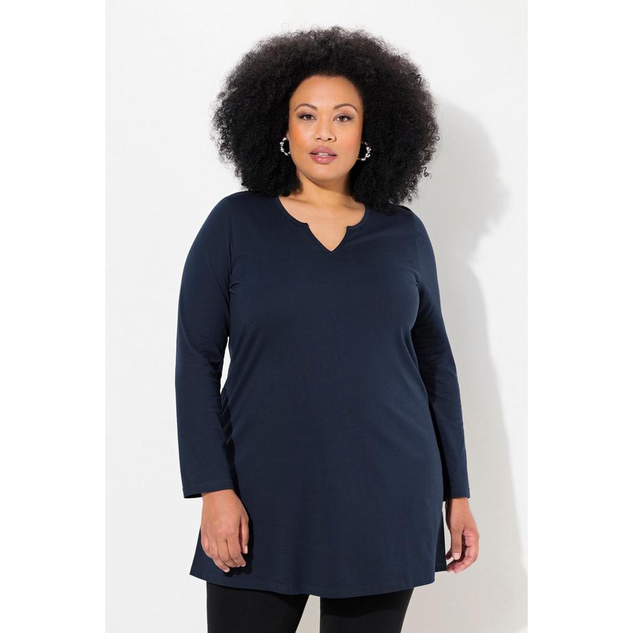 Ulla Popken Longshirt A-Linie Tunika-Ausschnitt Langarm  