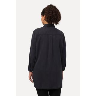 Ulla Popken  Camicia di lyocell con cucitura trasversale, colletto da camicia e maniche lunghe 