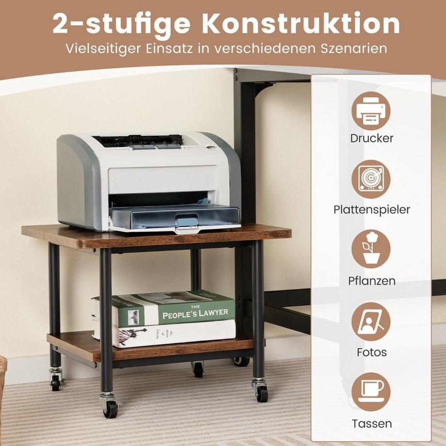 B2X Untertisch-Druckerablage mit Transportrollen 2-stöckige  