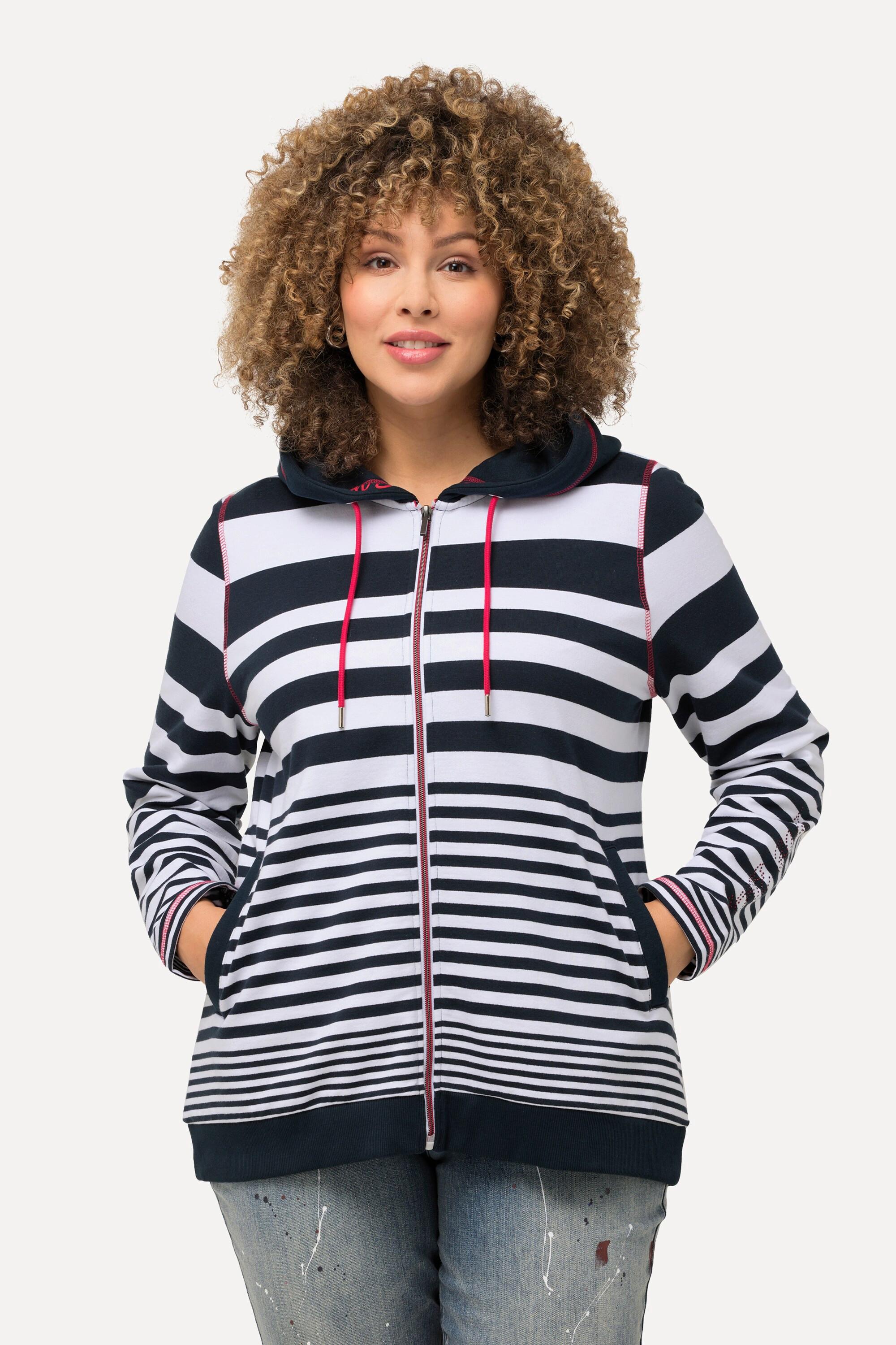 Ulla Popken Giacca con cappuccio cuciture decorative stampa Love  