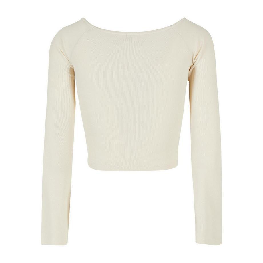 URBAN CLASSICS Langarm V-Ausschnitt Cropped Shirt  