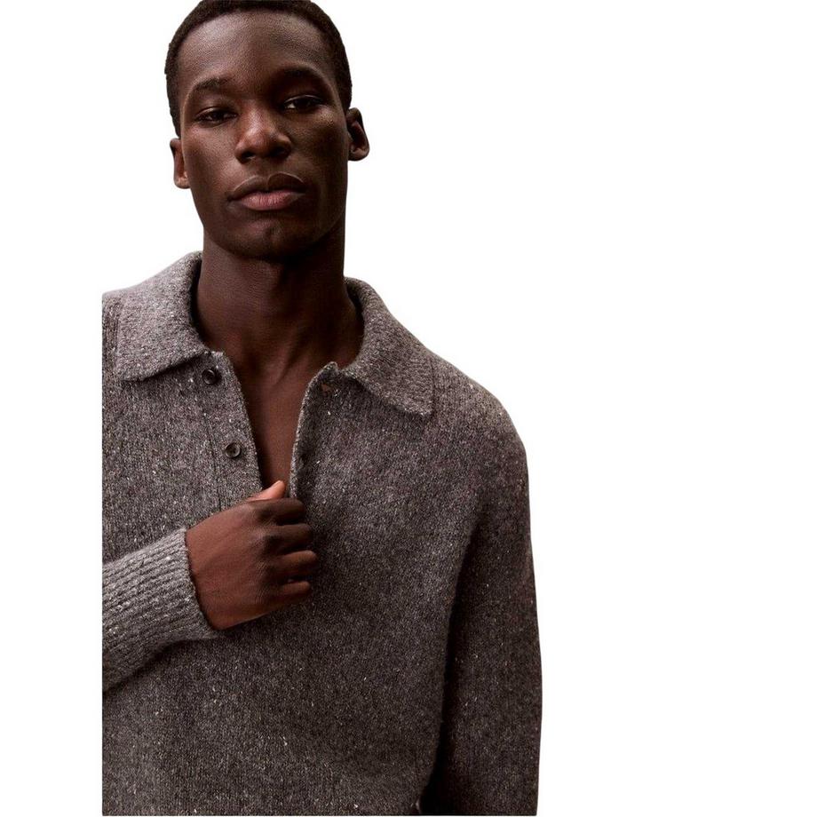Calvin Klein Meliertes Langärmeliges Polo  
