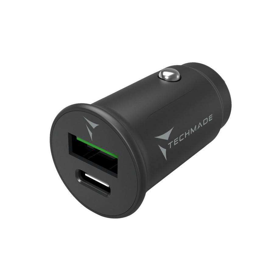 Techmade  Chargeur Rapide Voiture GaN 30W TypeC + USBA 